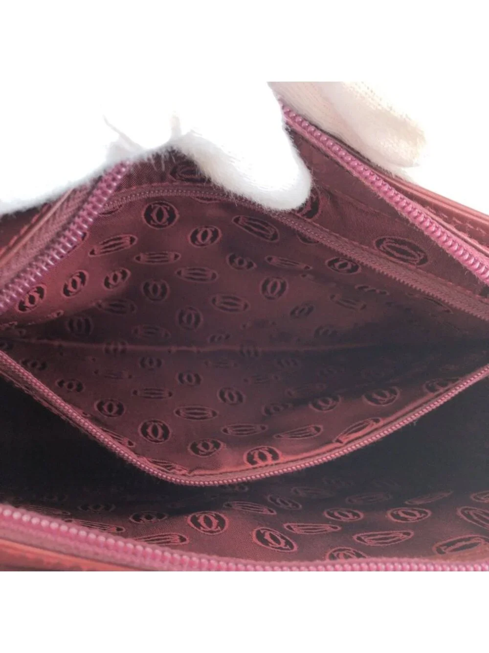 Cartier Must Line Winered Bordeaux Gold Leather Clutch Secondbag